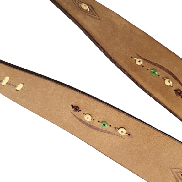 NINE WEST genuine leather beaded belt - Picture 3 of 7